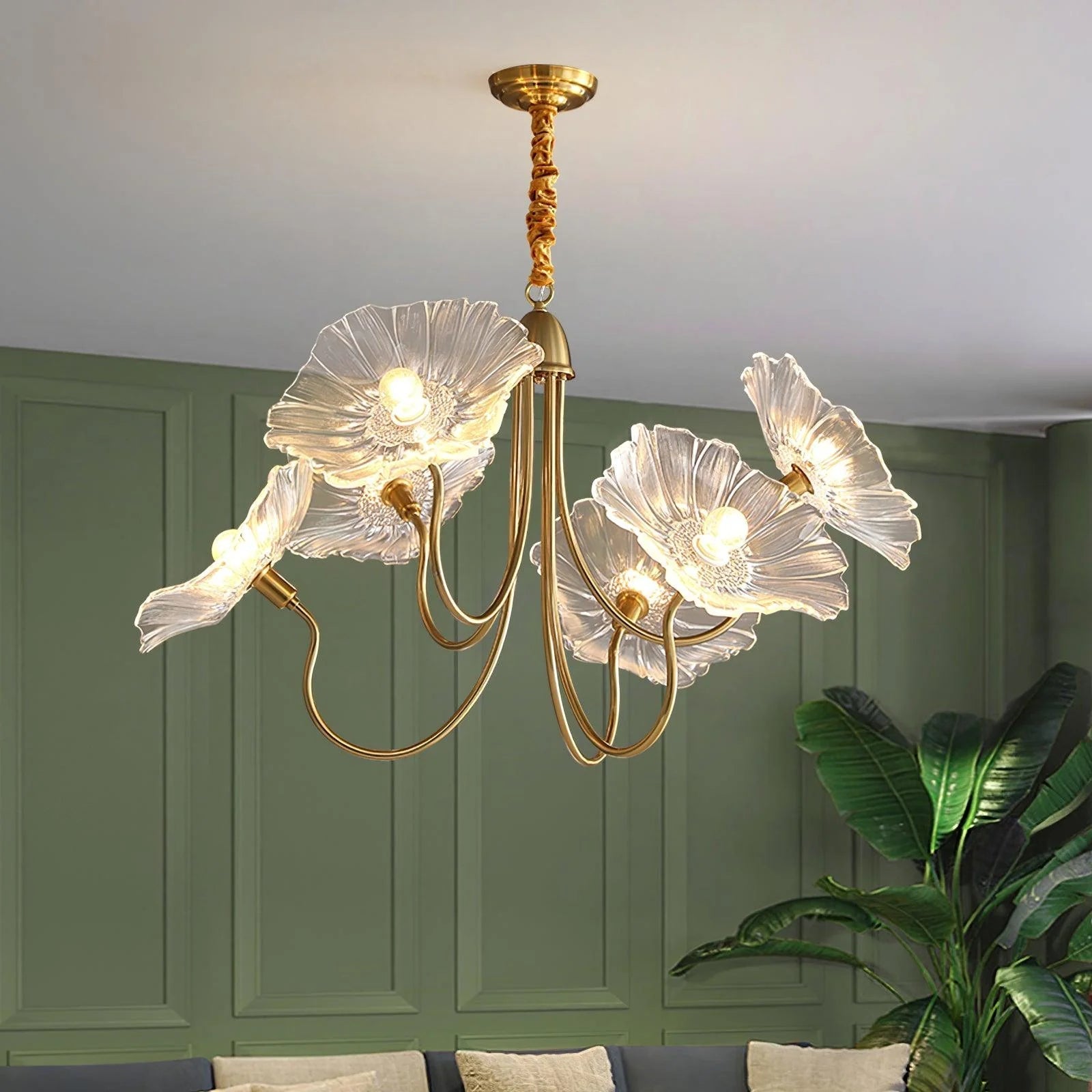 LotusZenith Crystal Glass Chandelier