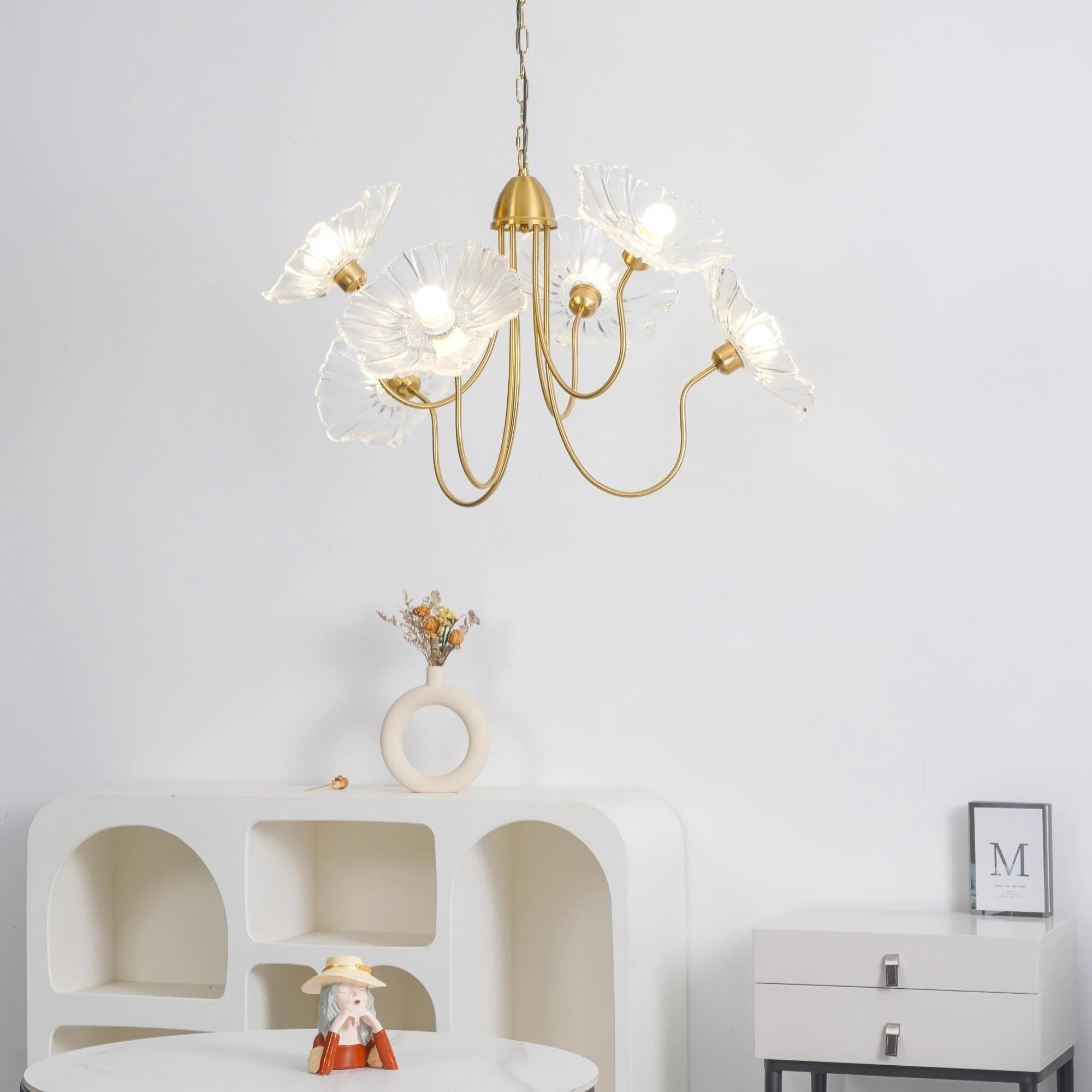 LotusZenith Crystal Glass Chandelier