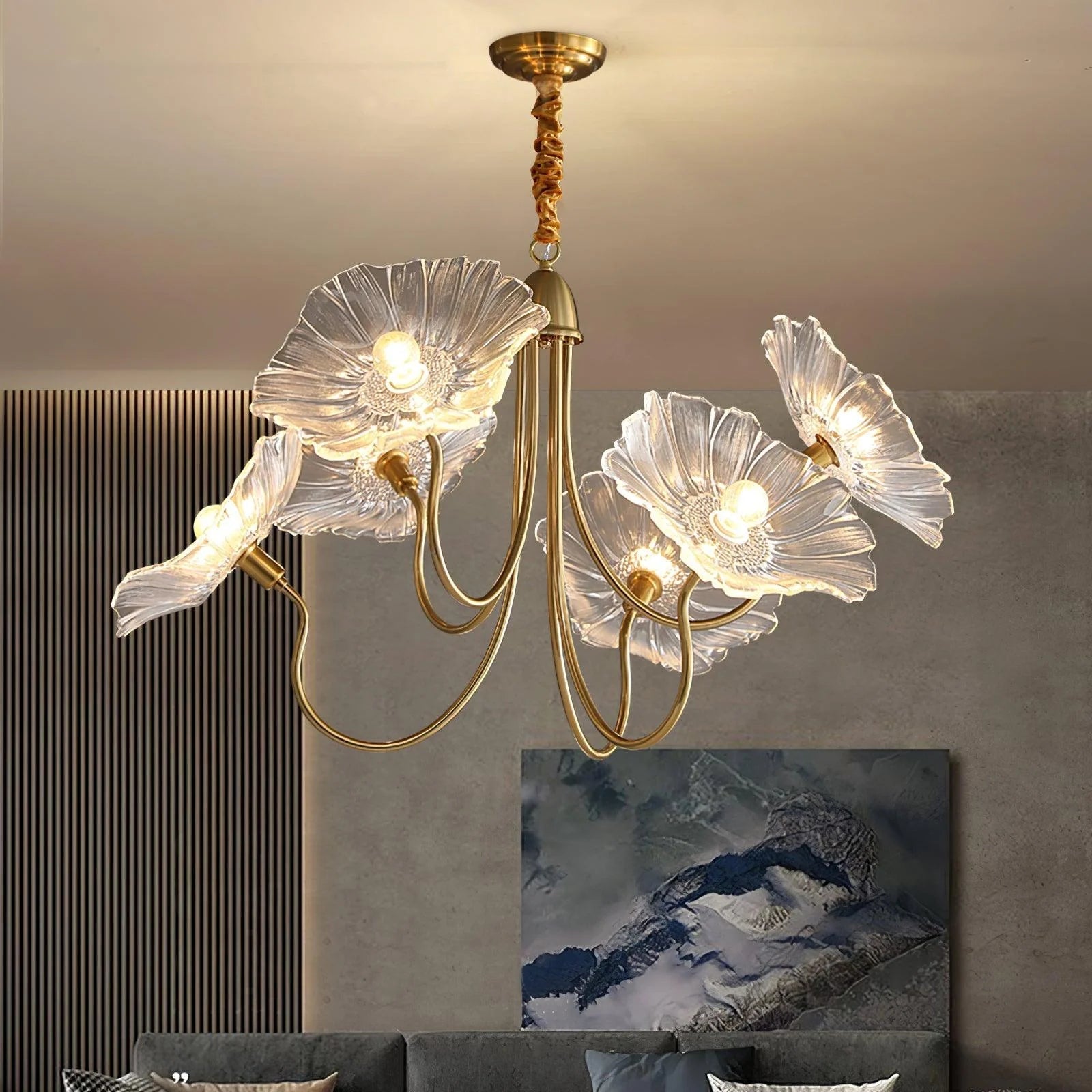 LotusZenith Crystal Glass Chandelier